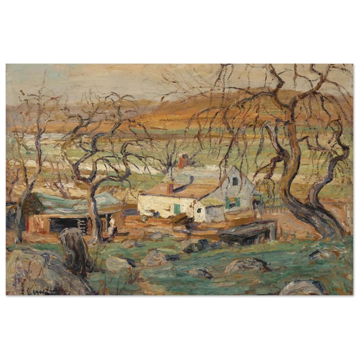 Landscape with Gnarled Trees by Ernest Lawson | Nature Wall art Print - Fine Art Poster - 30x45 cm / 12x18″ - 