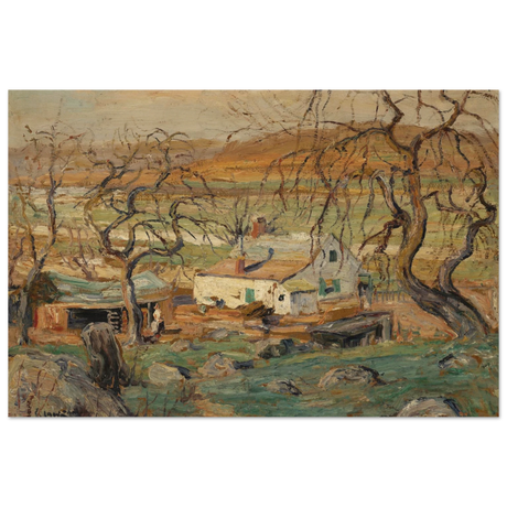 Landscape with Gnarled Trees by Ernest Lawson | Nature Wall art Print - Wood Prints - 30x45 cm / 12x18″ - 