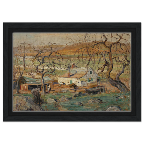 Landscape with Gnarled Trees by Ernest Lawson | Nature Wall art Print - Framed Canvas - 20x30 cm / 8x12″ - Black frame