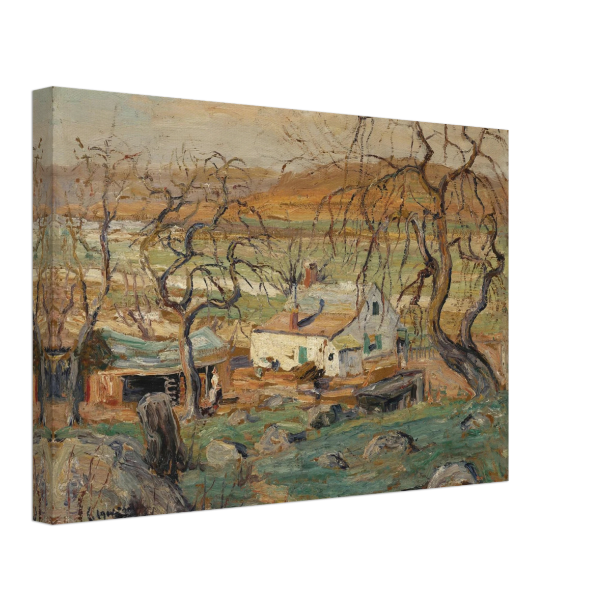 Landscape with Gnarled Trees by Ernest Lawson | Nature Wall art Print - Canvas - 30x45 cm / 12x18″ - 