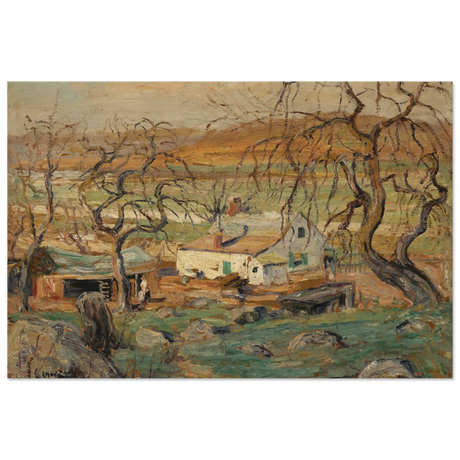 Landscape with Gnarled Trees by Ernest Lawson | Nature Wall art Print - Wood Prints - 50x75 cm / 20x30″ - 