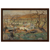 Landscape with Gnarled Trees by Ernest Lawson | Nature Wall art Print - Framed Canvas - 40x60 cm / 16x24″ - Dark wood frame