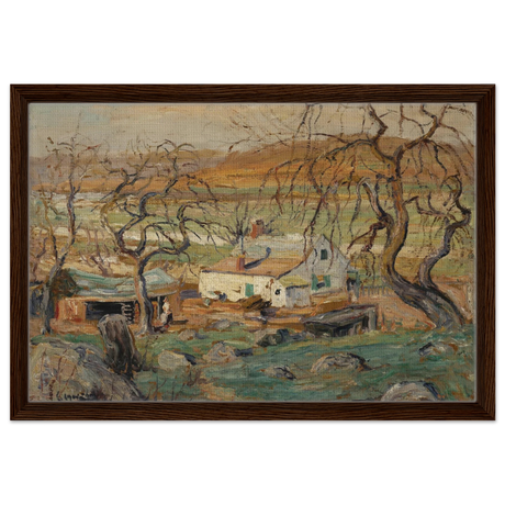 Landscape with Gnarled Trees by Ernest Lawson | Nature Wall art Print - Framed Canvas - 40x60 cm / 16x24″ - Dark wood frame