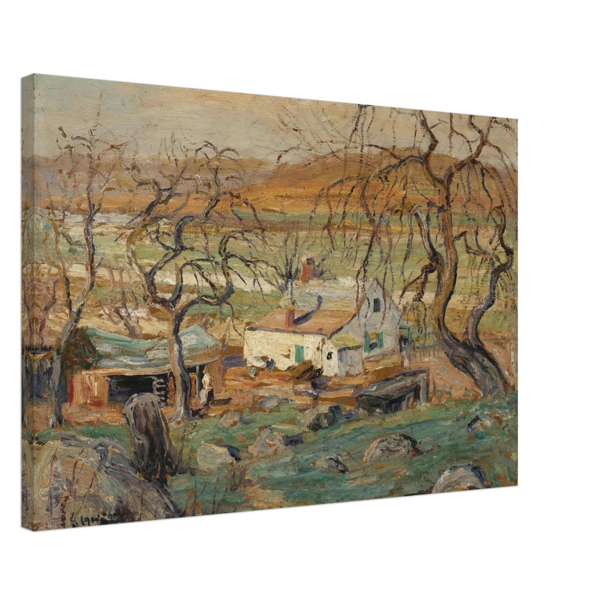 Landscape with Gnarled Trees by Ernest Lawson | Nature Wall art Print - Canvas - 50x75 cm / 20x30″ - 