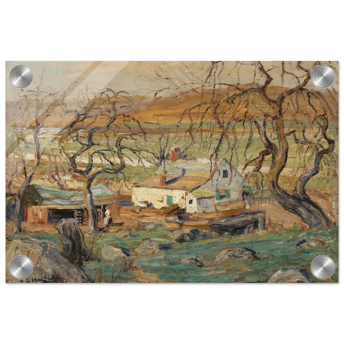 Landscape with Gnarled Trees by Ernest Lawson | Nature Wall art Print - Acrylic Print - 20x30 cm / 8x12″ - 