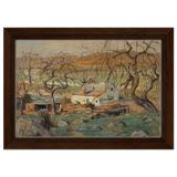 Landscape with Gnarled Trees by Ernest Lawson | Nature Wall art Print - Framed Canvas - 20x30 cm / 8x12″ - Dark wood frame