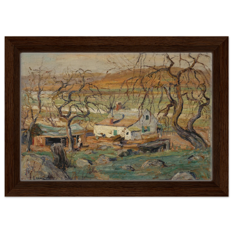 Landscape with Gnarled Trees by Ernest Lawson | Nature Wall art Print - Framed Canvas - 20x30 cm / 8x12″ - Dark wood frame