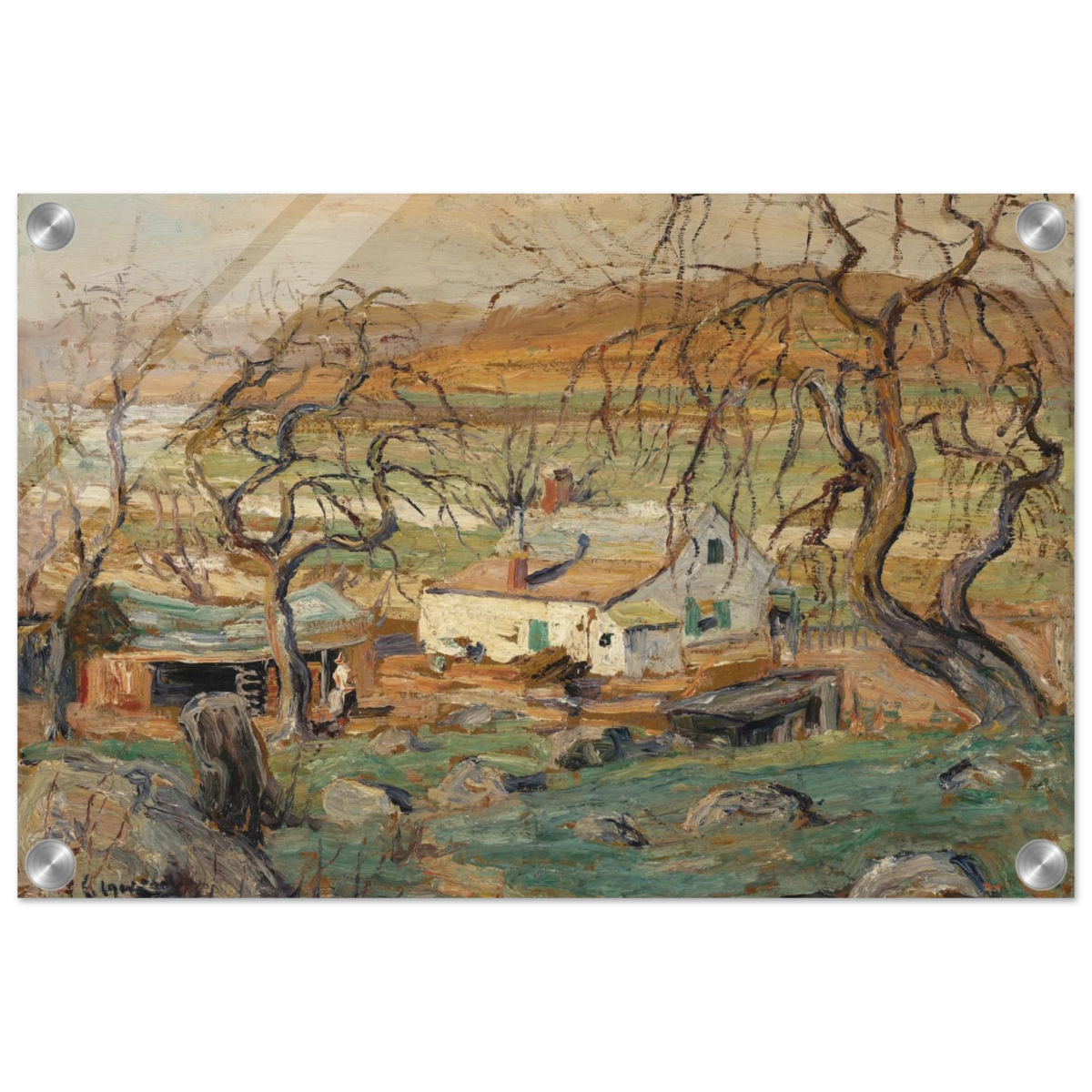 Landscape with Gnarled Trees by Ernest Lawson | Nature Wall art Print - Acrylic Print - 30x45 cm / 12x18″ - 