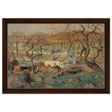 Landscape with Gnarled Trees by Ernest Lawson | Nature Wall art Print - Framed Canvas - 30x45 cm / 12x18″ - Dark wood frame