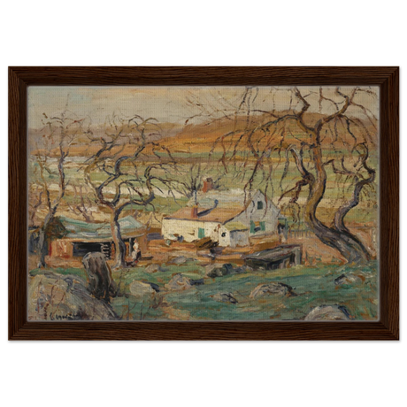 Landscape with Gnarled Trees by Ernest Lawson | Nature Wall art Print - Framed Canvas - 30x45 cm / 12x18″ - Dark wood frame