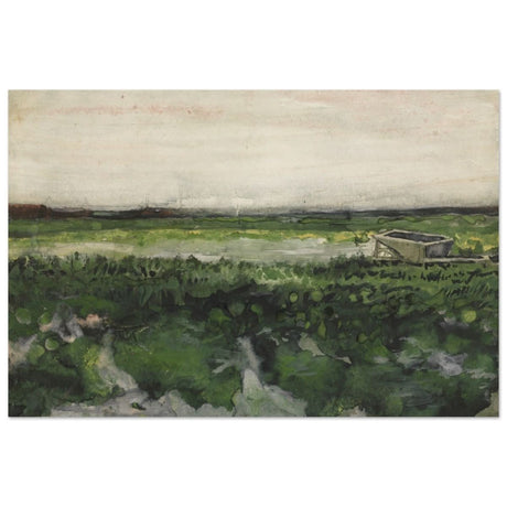 Landscape with Wheelbarrow (1883) by Vincent Van Gogh | Vintage wall art print - Wood Prints - 60x90 cm / 24x36″ - 