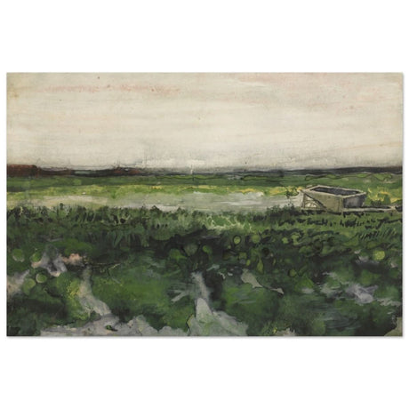 Landscape with Wheelbarrow (1883) by Vincent Van Gogh | Vintage wall art print - Wood Prints - 40x60 cm / 16x24″ - 