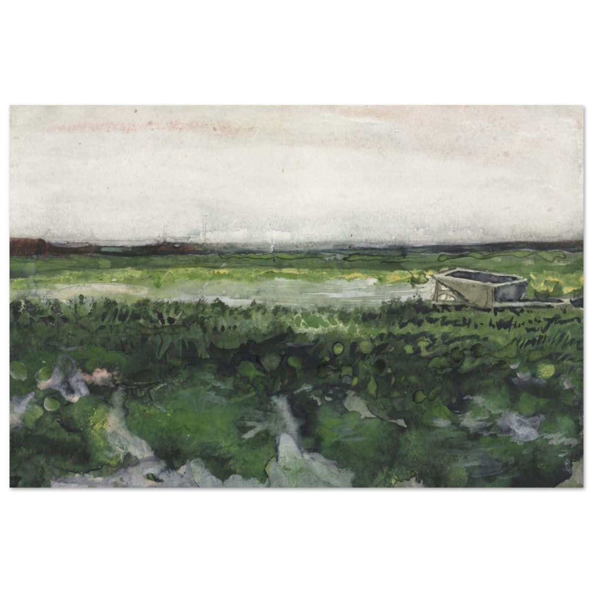 Landscape with Wheelbarrow (1883) by Vincent Van Gogh | Vintage wall art print - Aluminum Print - 30x45 cm / 12x18″ - 