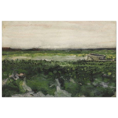 Landscape with Wheelbarrow (1883) by Vincent Van Gogh | Vintage wall art print - Wood Prints - 30x45 cm / 12x18″ - 