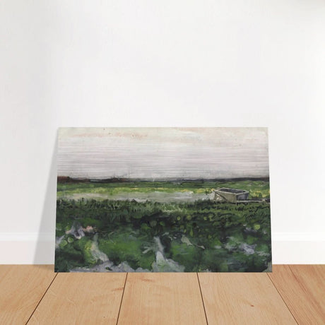 Landscape with Wheelbarrow (1883) by Vincent Van Gogh | Vintage wall art print - Brushed Aluminum Print - 60x90 cm / 24x36″ - 