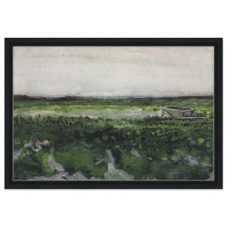 Landscape with Wheelbarrow (1883) by Vincent Van Gogh | Vintage wall art print - Framed Canvas - 40x60 cm / 16x24″ - Black frame