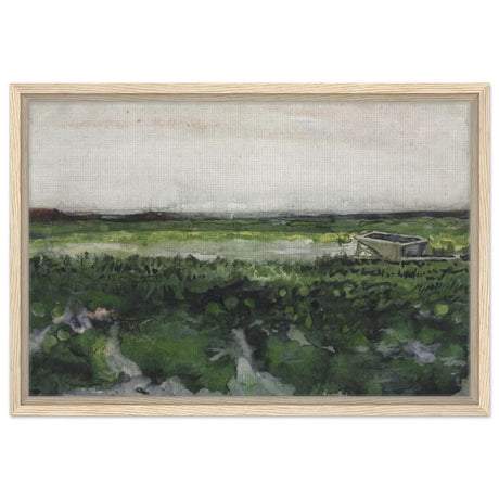 Landscape with Wheelbarrow (1883) by Vincent Van Gogh | Vintage wall art print - Framed Canvas - 40x60 cm / 16x24″ - Wood frame
