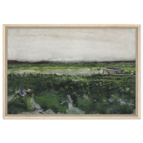 Landscape with Wheelbarrow (1883) by Vincent Van Gogh | Vintage wall art print - Framed Canvas - 50x75 cm / 20x30″ - Wood frame