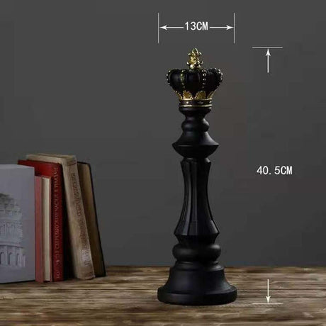 Large Resin Chess Piece Ornaments – King, Queen, Knight & Collectible Figurines - Black King Ornament - 