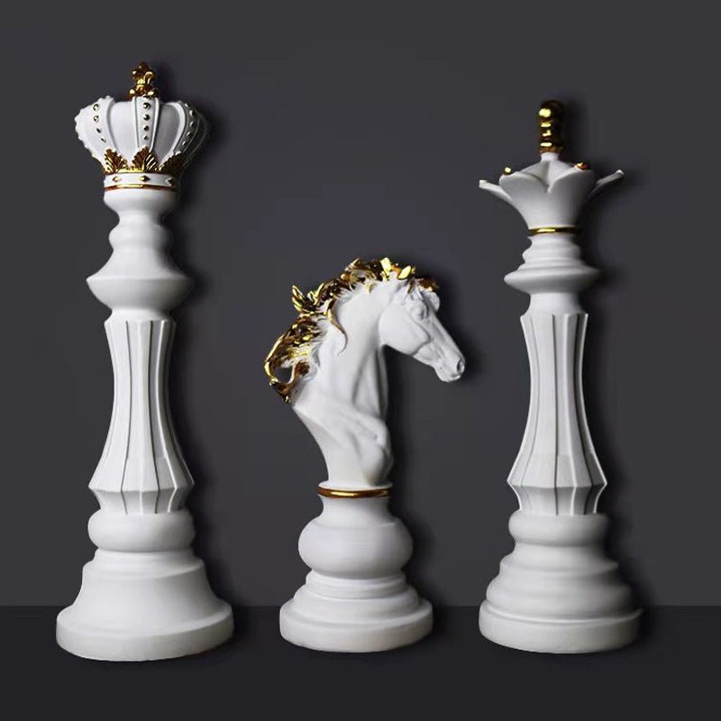 Large Resin Chess Piece Ornaments – King, Queen, Knight & Collectible Figurines - Black King Ornament - 