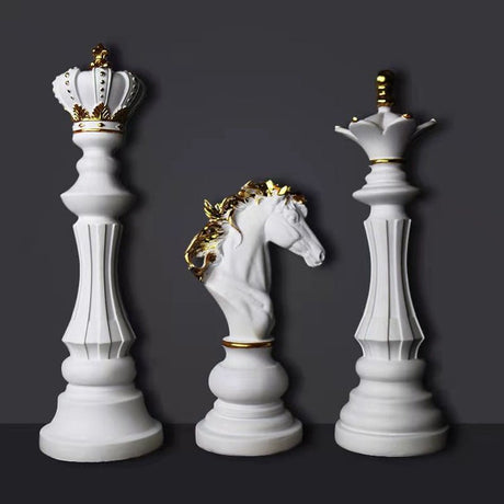 Large Resin Chess Piece Ornaments – King, Queen, Knight & Collectible Figurines - Black King Ornament - 