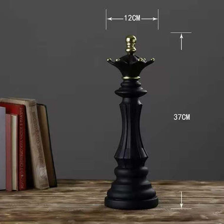Large Resin Chess Piece Ornaments – King, Queen, Knight & Collectible Figurines - Black Queen Ornament - 