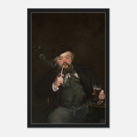 Le Bon Bock (1873) by Édouard Manet | The Good Pint | Vintage wall art print - Framed Canvas - 50x75 cm / 20x30″ - Black frame