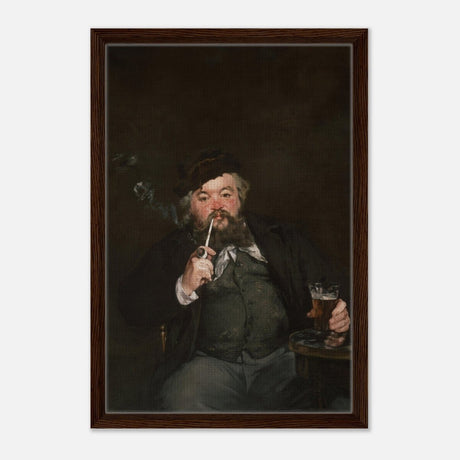 Le Bon Bock (1873) by Édouard Manet | The Good Pint | Vintage wall art print - Framed Canvas - 40x60 cm / 16x24″ - Dark wood frame