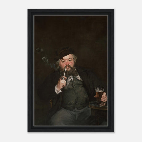 Le Bon Bock (1873) by Édouard Manet | The Good Pint | Vintage wall art print - Framed Canvas - 30x45 cm / 12x18″ - Black frame