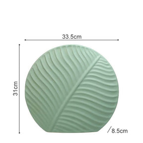 Leaf Ornament Ceramic Vase Collection – Modern Porcelain Decorative Vases - Large Leaf Vase - Soft Green - 