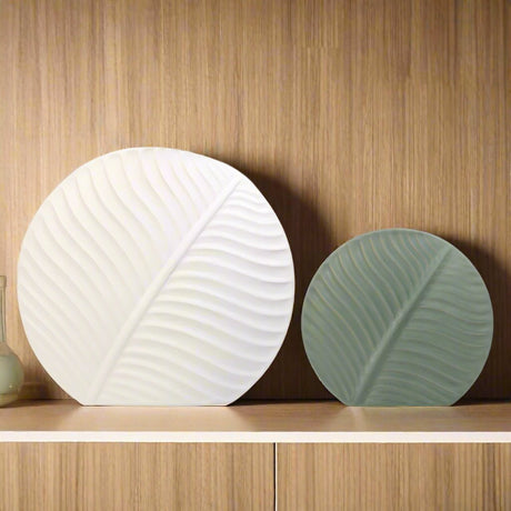 Leaf Ornament Ceramic Vase Collection – Modern Porcelain Decorative Vases - Small Leaf Vase - Dark Green - 