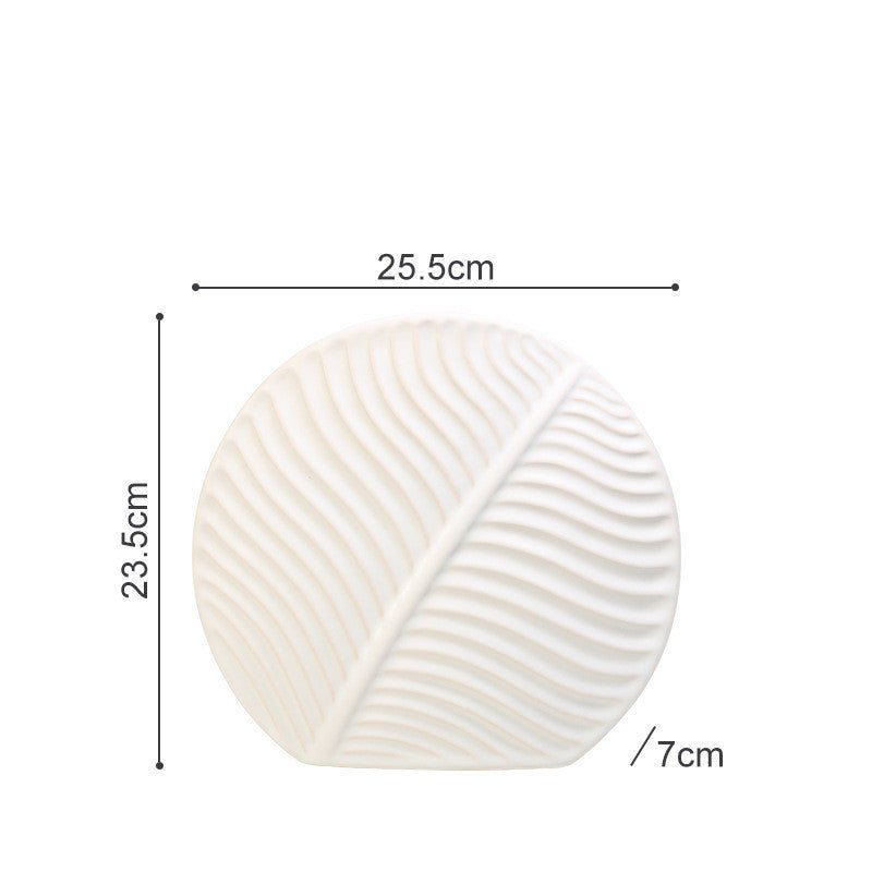 Leaf Ornament Ceramic Vase Collection – Modern Porcelain Decorative Vases - Medium Leaf Vase - Porcelain White - 