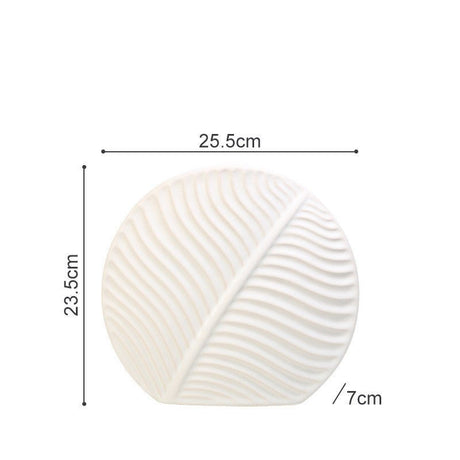 Leaf Ornament Ceramic Vase Collection – Modern Porcelain Decorative Vases - Medium Leaf Vase - Porcelain White - 