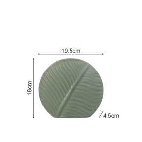 Leaf Ornament Ceramic Vase Collection – Modern Porcelain Decorative Vases - Small Leaf Vase - Dark Green - 