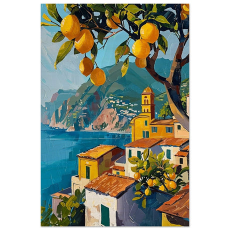 Lemon Grove Bliss | Modern Impressionism Mediterranean - Inspired | wall art print - Wood Prints - 30x45 cm / 12x18″ - 