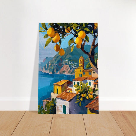 Lemon Grove Bliss | Modern Impressionism Mediterranean - Inspired | wall art print - Brushed Aluminum Print - 30x45 cm / 12x18″ - 