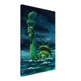 "Liberty Submerged" – Surreal Political Apocalypse Art | Statement Wall Art Print - Canvas - 40x60 cm / 16x24″ - 