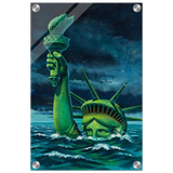 "Liberty Submerged" – Surreal Political Apocalypse Art | Statement Wall Art Print - Acrylic Print - 30x45 cm / 12x18″ - 