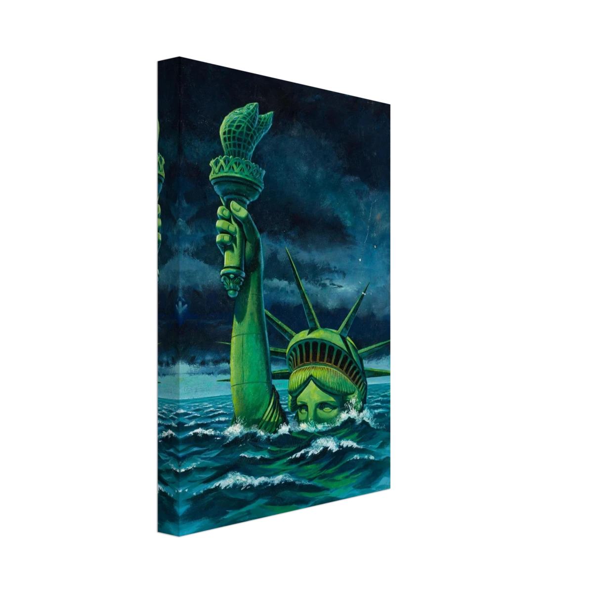 "Liberty Submerged" – Surreal Political Apocalypse Art | Statement Wall Art Print - Canvas - 20x30 cm / 8x12″ - 