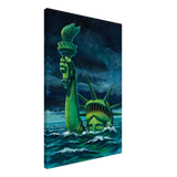 "Liberty Submerged" – Surreal Political Apocalypse Art | Statement Wall Art Print - Canvas - 50x75 cm / 20x30″ - 