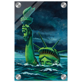 "Liberty Submerged" – Surreal Political Apocalypse Art | Statement Wall Art Print - Acrylic Print - 20x30 cm / 8x12″ - 