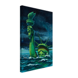 "Liberty Submerged" – Surreal Political Apocalypse Art | Statement Wall Art Print - Canvas - 30x45 cm / 12x18″ - 
