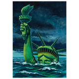 "Liberty Submerged" – Surreal Political Apocalypse Art | Statement Wall Art Print - Fine Art Poster - 70x100 cm / 28x40″ - 