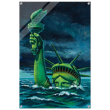 "Liberty Submerged" – Surreal Political Apocalypse Art | Statement Wall Art Print - Acrylic Print - 60x90 cm / 24x36″ - 