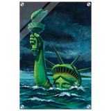 "Liberty Submerged" – Surreal Political Apocalypse Art | Statement Wall Art Print - Acrylic Print - 40x60 cm / 16x24″ - 