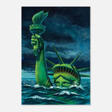 "Liberty Submerged" – Surreal Political Apocalypse Art | Statement Wall Art Print - Aluminum Print - 70x100 cm / 28x40″ - 