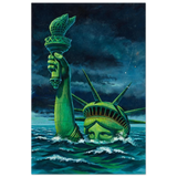 "Liberty Submerged" – Surreal Political Apocalypse Art | Statement Wall Art Print - Fine Art Poster - 60x90 cm / 24x36″ - 