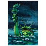 "Liberty Submerged" – Surreal Political Apocalypse Art | Statement Wall Art Print - Fine Art Poster - 40x60 cm / 16x24″ - 