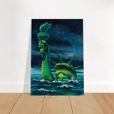 "Liberty Submerged" – Surreal Political Apocalypse Art | Statement Wall Art Print - Brushed Aluminum Print - 70x100 cm / 28x40″ - 