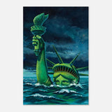 "Liberty Submerged" – Surreal Political Apocalypse Art | Statement Wall Art Print - Aluminum Print - 60x90 cm / 24x36″ - 